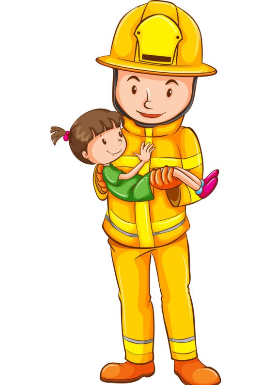 A coloured sketch of fireman saving child Vector Image